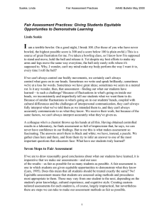 I Fair Assessment Practices: Giving Students Equitable Opportunties to Demonstrate Learning