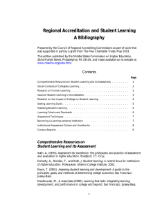 Regional Accreditation and Student Learning A Bibliography