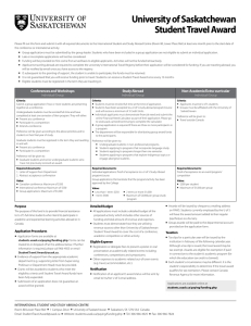 University of Saskatchewan Student Travel Award