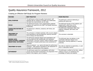 Quality Assurance Framework, 2012 Ontario Universities Council on Quality Assurance
