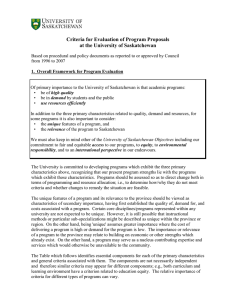 Criteria for Evaluation of Program Proposals at the University of Saskatchewan