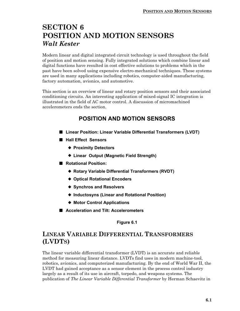 SECTION 6 POSITION AND MOTION SENSORS Walt Kester