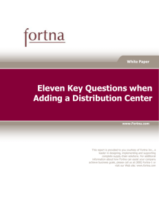Eleven Key Questions when Adding a Distribution Center White Paper