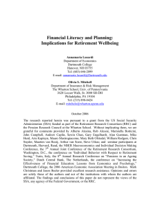 Financial Literacy and Planning: Implications for Retirement Wellbeing