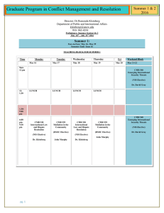 Graduate Program in Conflict Management and Resolution  Summer 1 &amp; 2 2016