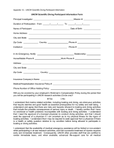 UNCW Scientific Diving Participant Information Form  Principal Investigator: