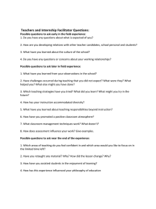 Teachers and Internship Facilitator Questions: