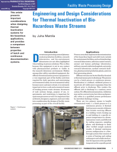 Engineering and Design Considerations for Thermal Inactivation of Bio- Hazardous Waste Streams