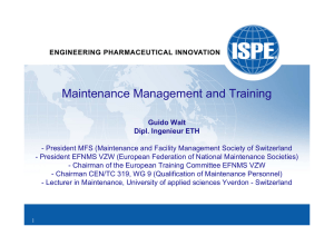 Maintenance Management and Training