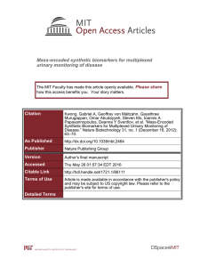 Mass-encoded synthetic biomarkers for multiplexed urinary monitoring of disease Please share