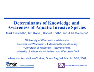 Determinants of Knowledge and Awareness of Aquatic Invasive Species Mark Eiswerth