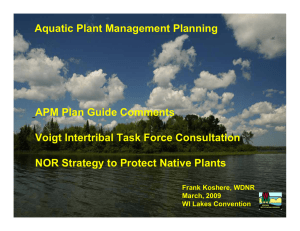 Aquatic Plant Management Planning APM Plan Guide Comments