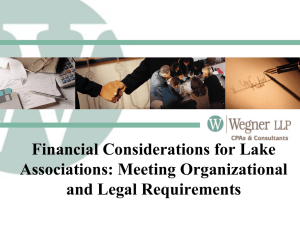 Financial Considerations for Lake Associations: Meeting Organizational and Legal Requirements