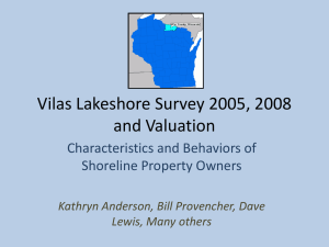 Vilas Lakeshore Survey 2005, 2008 and Valuation Characteristics and Behaviors of