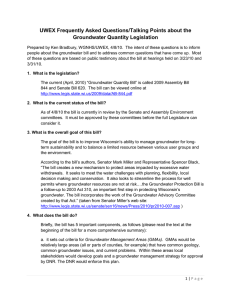 UWEX Frequently Asked Questions/Talking Points about the Groundwater Quantity Legislation
