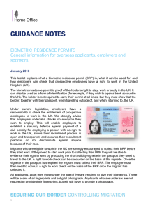 GUIDANCE NOTES  BIOMETRIC  RESIDENCE PERMITS