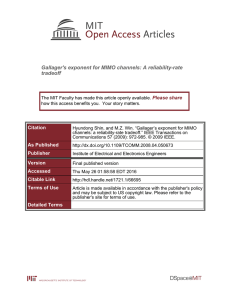 Gallager's exponent for MIMO channels: A reliability-rate tradeoff Please share