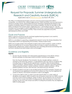 Request for Proposals: Summer Undergraduate Research and Creativity Awards (SURCA)