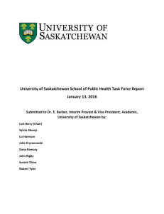 University of Saskatchewan School of Public Health Task Force Report