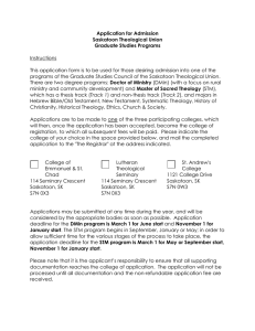 Application for Admission Saskatoon Theological Union Graduate Studies Programs