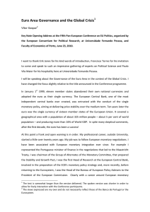 Euro Area Governance and the Global Crisis  Vítor Gaspar