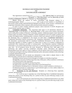 MATERIALS AND INFORMATION TRANSFER  And  NON‐DISCLOSURE AGREEMENT   