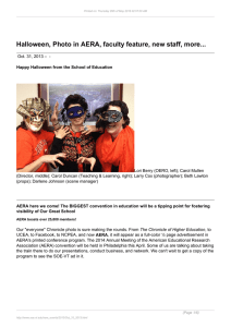 Halloween, Photo in AERA, faculty feature, new staff, more...
