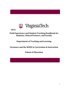 2015 Field Experience and Student Teaching Handbook for