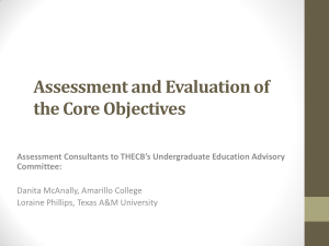 Assessment and Evaluation of the Core Objectives Committee: