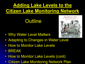 Outline Adding Lake Levels to the Citizen Lake Monitoring Network