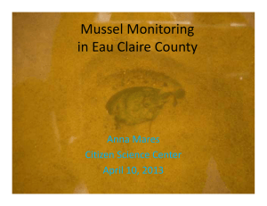 Mussel Monitoring  in Eau Claire County Anna Mares Citizen Science Center