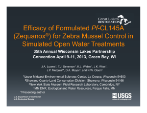 Pf (Zequanox ) for Zebra Mussel Control in Simulated Open Water Treatments