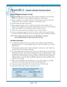 Appendix 2: Sample Collection Summary Sheet 6-Foot Integrated Sampler on Lake