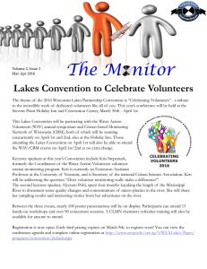 The Monitor Lakes Convention to Celebrate Volunteers