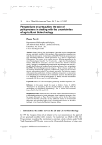 Perspectives on precaution: the role of of agricultural biotechnology