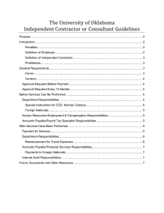 The University of Oklahoma Independent Contractor or Consultant Guidelines