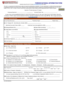 FOREIGN NATIONAL INFORMATION FORM