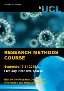 RESEARCH METHODS COURSE  September 7-11 2015