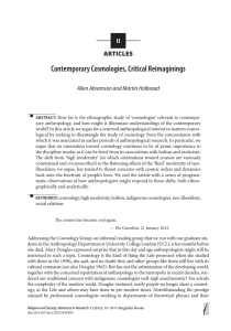 Contemporary Cosmologies, Critical Reimaginings II ARTICLES Allen Abramson and Martin Holbraad