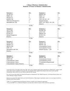 College of Business Administration Bachelor of Science in Business Administration  Semester 1