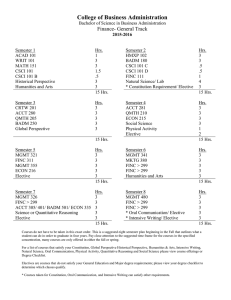 College of Business Administration Finance- General Track