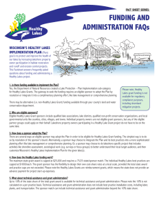 FUNDING AND ADMINISTRATION FAQs WISCONSIN’S HEALTHY LAKES IMPLEMENTATION PLAN