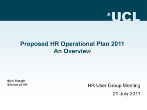 Proposed HR Operational Plan 2011 An Overview HR User Group Meeting