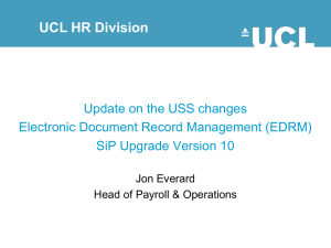 UCL HR Division Update on the USS changes SiP Upgrade Version 10