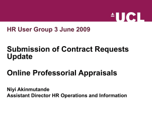 Submission of Contract Requests Update Online Professorial Appraisals