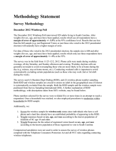Methodology Statement Survey Methodology December 2012 Winthrop Poll