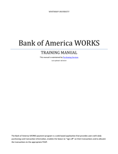 Bank of America WORKS TRAINING MANUAL