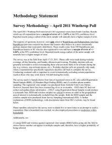 Methodology Statement  Survey Methodology – April 2011 Winthrop Poll