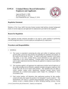 33.99.14 Criminal History Record Information – Employees and Applicants