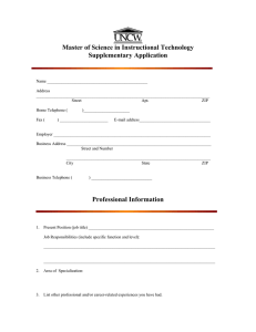Master of Science in Instructional Technology Supplementary Application